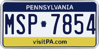 PA license plate MSP7854