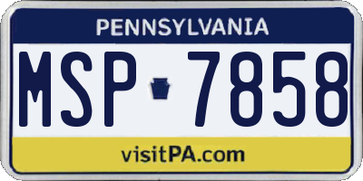 PA license plate MSP7858