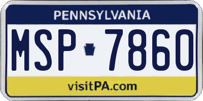 PA license plate MSP7860