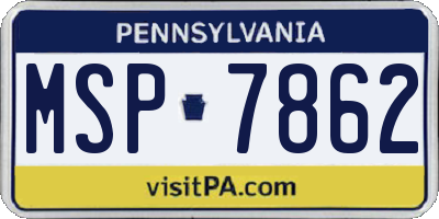 PA license plate MSP7862