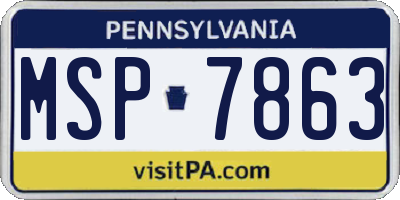 PA license plate MSP7863