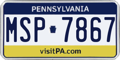 PA license plate MSP7867