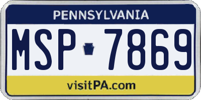 PA license plate MSP7869