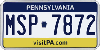 PA license plate MSP7872