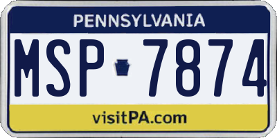 PA license plate MSP7874