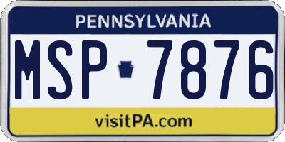 PA license plate MSP7876