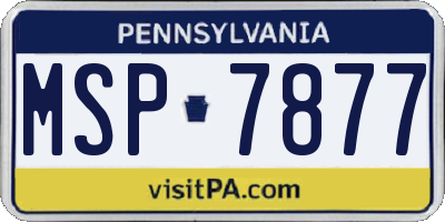 PA license plate MSP7877