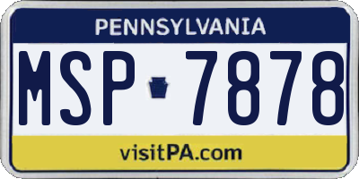 PA license plate MSP7878