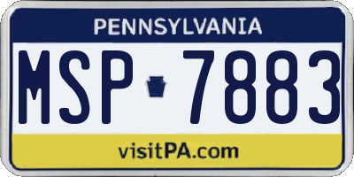 PA license plate MSP7883