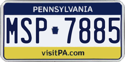 PA license plate MSP7885