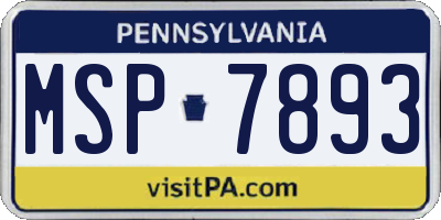 PA license plate MSP7893