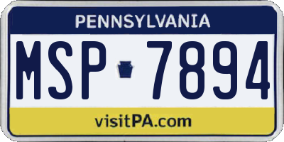 PA license plate MSP7894