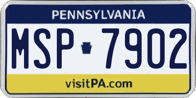 PA license plate MSP7902