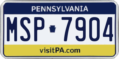 PA license plate MSP7904