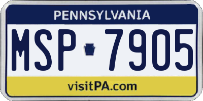 PA license plate MSP7905