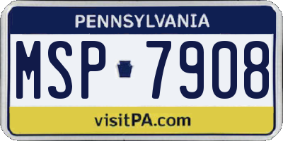 PA license plate MSP7908
