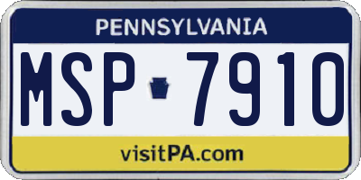 PA license plate MSP7910