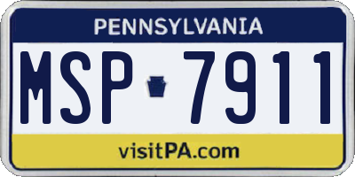 PA license plate MSP7911