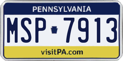 PA license plate MSP7913