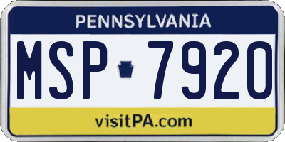 PA license plate MSP7920