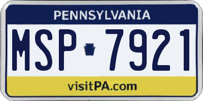PA license plate MSP7921