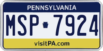 PA license plate MSP7924