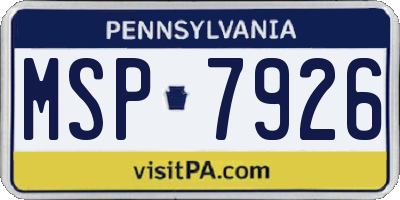 PA license plate MSP7926