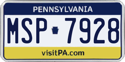 PA license plate MSP7928