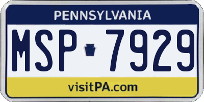 PA license plate MSP7929