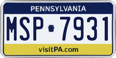 PA license plate MSP7931