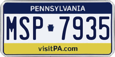 PA license plate MSP7935