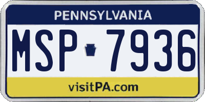 PA license plate MSP7936
