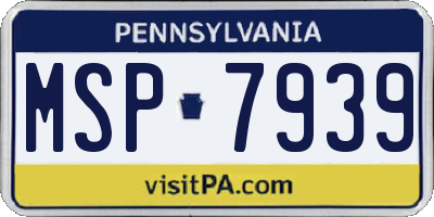 PA license plate MSP7939