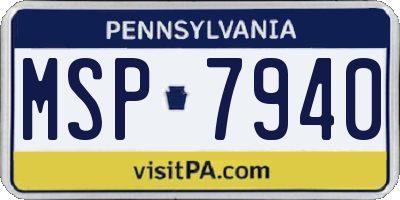 PA license plate MSP7940