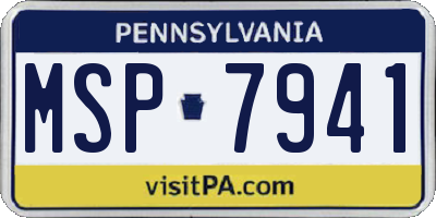PA license plate MSP7941