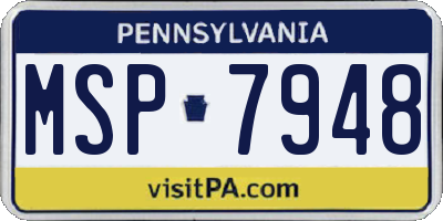 PA license plate MSP7948