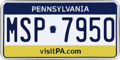PA license plate MSP7950
