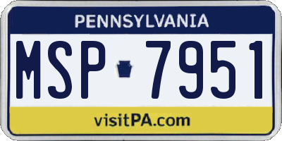 PA license plate MSP7951