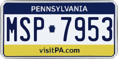 PA license plate MSP7953