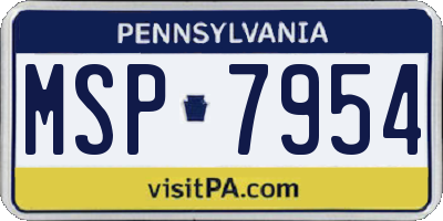 PA license plate MSP7954