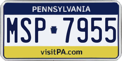 PA license plate MSP7955