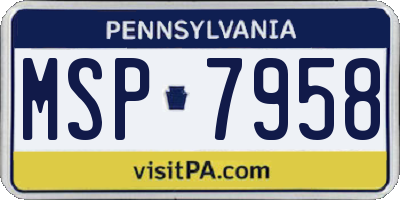 PA license plate MSP7958