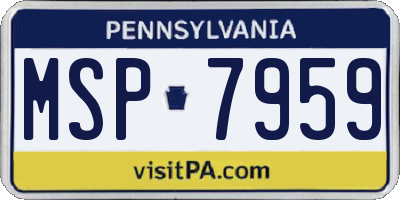 PA license plate MSP7959