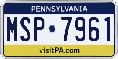 PA license plate MSP7961