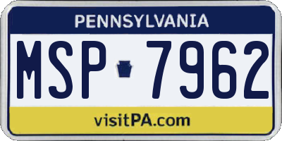 PA license plate MSP7962