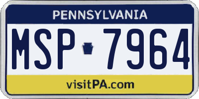 PA license plate MSP7964