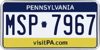 PA license plate MSP7967