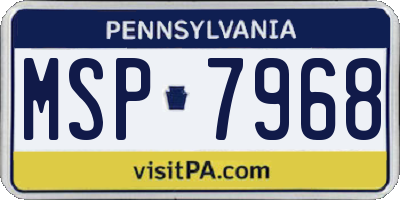 PA license plate MSP7968
