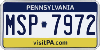 PA license plate MSP7972