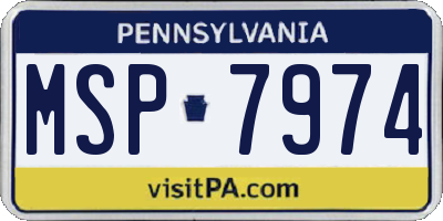PA license plate MSP7974